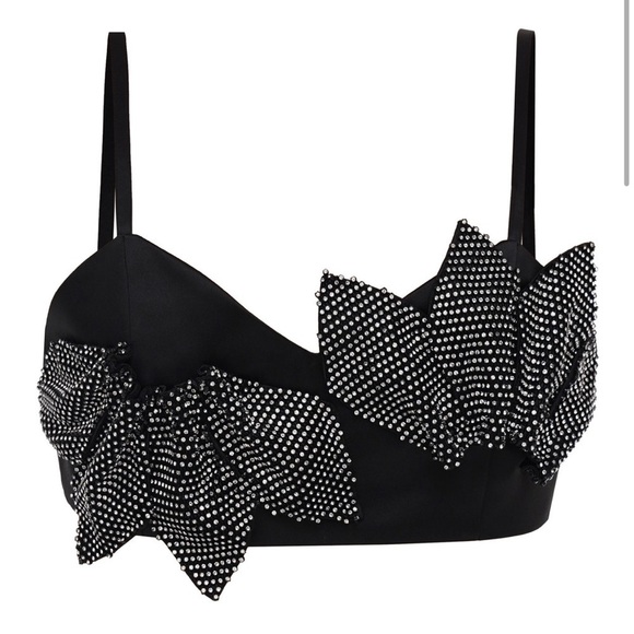 Malva Florea Handmade Crop Top Black Crystals - Picture 2 of 12